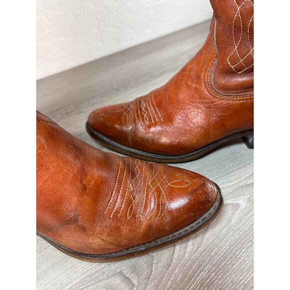 Vintage Wrangler Womens Cowboy Boots Tall Brown Leather Western Knee High Sz 7.5 - Picture 5 of 10